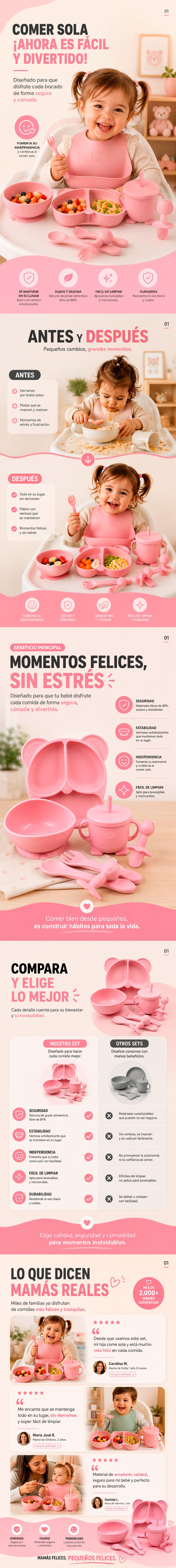 Kit Bebés Premium — comedero completo en silicona segura sobre la mesa